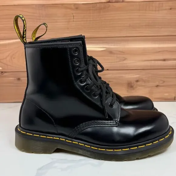 Dr Martens 1460 Glossy Leather Lace Up Boots Combat Moto Grunge Goth Women's 9 - Picture 12 of 14